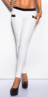 Bőrhatású női nadrág cipzárral - Fehér (M) (Szállítási idő:)