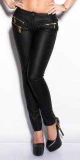 Bőrhatású női nadrág cipzárral - Fekete (XS-L) (Szállítási)