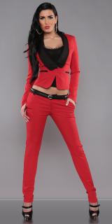 Elegáns női kosztüm nadrág övvel - Piros (40-42)