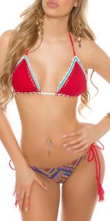 Horgolt háromszög felsős bikini - Piros (34) (Szállítási idő:)