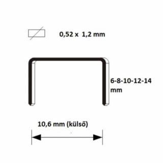 Extol Prémium tűzőgépkapocs profi (10,6×0,52×1,2 mm), 14 mm, 1000 db