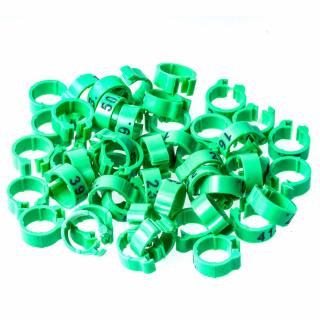 Gyűrűk Ø8x5mm sorszámozott 1-25 fluor celadon 25 db