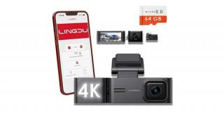 3 kamerás 4K-s WIFI+GPS  autós kamera AJÁNDÉK 64 GB-os SD KÁRTYÁVAL Lingdu c34lite