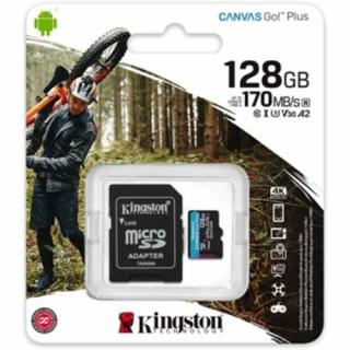 Kingston 128GB Canvas Go! Plus Class10 UHS-I U3 V30 A2 microSDXC memóriakártya
