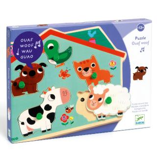 DJECO Formaillesztő, formaberakó - Felelgetős háziállatok - Sound Ouaf woof