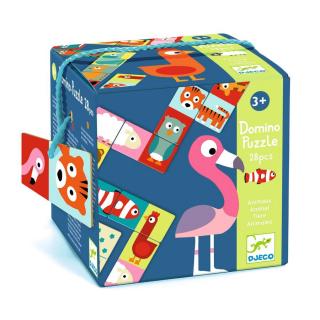 DJECO Kétfeles Domino - Állatfelek, 28 db-os - Animo-puzzle