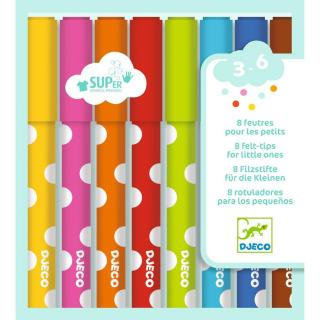 DJECO Kimosható filctoll készlet piciknek - 8 szín - 8 felt-tips for little ones