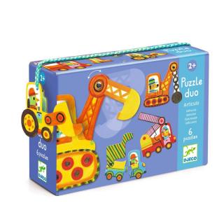 DJECO Párositó puzzle - Munkagépek, 12 db-os