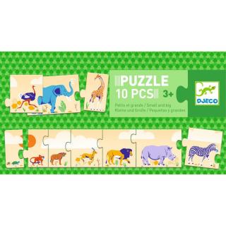 DJECO Sorozatkirakó puzzle - Kicsi és nagy, 10 db-os
