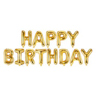 Fólia lufi felirat Happy Birthday - arany