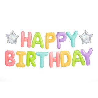 Fólia lufi felirat Happy Birthday - színes