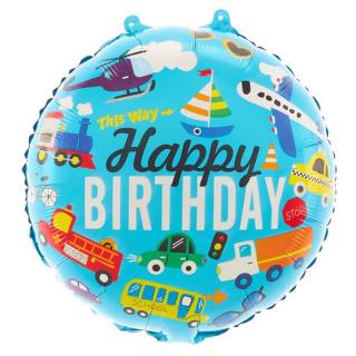 Fólia lufi járművek Happy Birthday