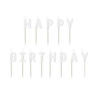 Tortagyertya Happy birthday fehér színű