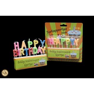 Tortagyertya Happy birthday színes