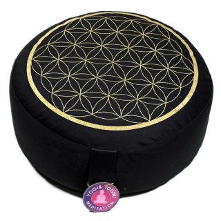 Meditációs párna - Élet virága - Flower of Life (Nyomtatott) - Rondo Basic 33 x 17 cm - fekete