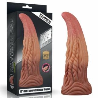 10'' Dual layered Platinum Silicone Tongue - 25 cm Élethű, Óriás, nyelv formájú, tapadókorongos dildó