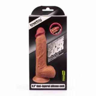 8.5'' Dual-layered Silicone Dildo Brown - Szilikon dildó 21,5 cm