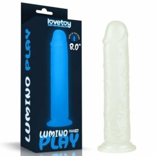 8'' Lumino Play Dildo - Élethű pénisz, kék színben világít, 21 cm