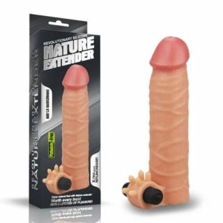 Add 1.5" Vibrating Silicone Extender 19,3 cm - péniszköpeny, péniszhosszabbító +3,7 cm és Vibrációval