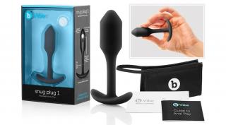 b-vibe Snug Plug 1 - anál dildó belső súllyal (55g) - fekete