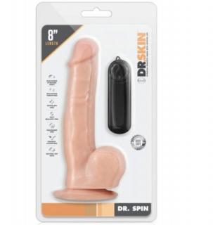 DR. SKIN DR. SPIN GYRATING DILDO - forgúfejű vibrátor, tapadókorongos 22,2 cm