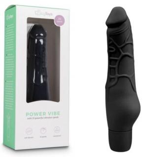 Easytoys Power Vibe - normál szilikon pénisz vibrátor (fekete) 19 cm