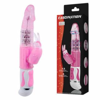 Fascination Bunny Vibrator Pink 1 - Forgófejű vibrátor 28 cm