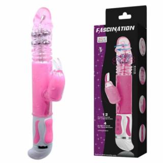 Fascination Bunny Vibrator Pink - forgófejű vibrátor 30 cm