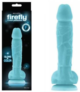 Firefly - 5" Glowing Dildo - Szilikon dildó, tapadókorongos dildó 17 cm Kék