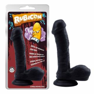 Gentle Black Penis Black - Élethű dildó, herés dildó, tapadókorongos 19 cm
