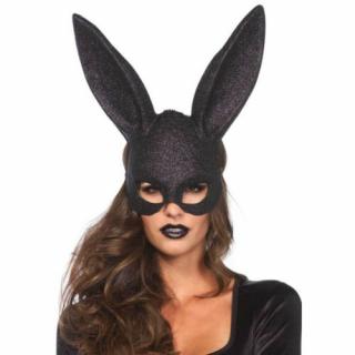 Glitter Masquerade Rabbit Mask Black - Maszk