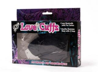 Love Cuffs Black Plush - Fém bilincs, plüss bilincs