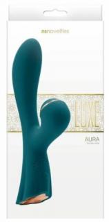 Luxe - Aura  - AKKUS klitoriszkaros vibrátor, szilikon vibrátor 19,5 cm - kék