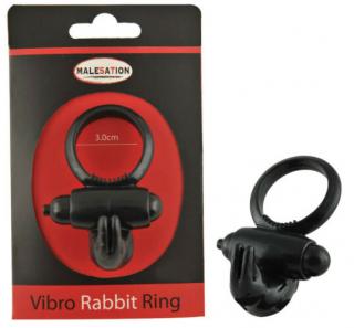 Malesation Vibro Rabbit Ring Black - Vibrogyűrű, vibrációs péniszgyűrű