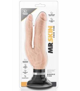 Mr. Skin Double Vibe Cock Beige - Kétágú, élethű vibrátor