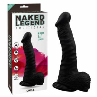 NAKED LEGEND Politician-Black - 19,5 cm Élethű szilikon dildó, tapadókorongos dildó