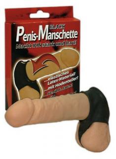 Penis Cuff Black - Latex pénisz- és heremandzsetta - fekete