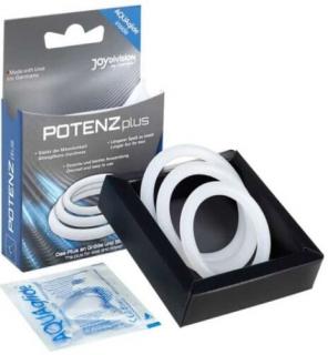 POTENZplus Transparent 3er Mix (S, M, L) -  Szilikon Péniszgyűrű, erekciógyűrű 3 db Fehér