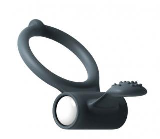 Power Clit Black V2 - szilikon péniszgyűrű, vibrogyűrű, vibrációs gyűrű