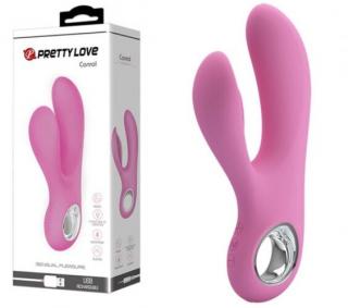 Pretty Love Canrol - G-pont és klitoriszkaros szilikon vibrátor 17 cm Pink