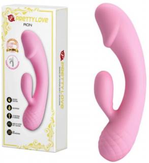 Pretty Love Ron Baby Pink - Szilikon klitoriszkaros vibrátor, AKKUS vibrátor 17,5 cm