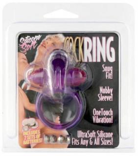 Rabbit Silicone Vibrating Cockring Purple - Vibrációs péniszgyúrú, erekciógyűrű, csiklóizgatóval