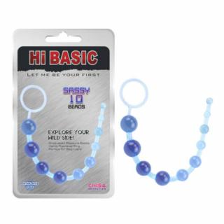 SASSY Anal Beads-Blue - Anál gyöngysor, anál tágító, anál izgató Kék