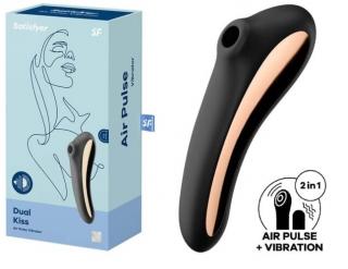 SATISFYER DUAL KISS - AKKUS HÜVELYI ÉS CSIKLÓ VIBRÁTOR (FEKETE)