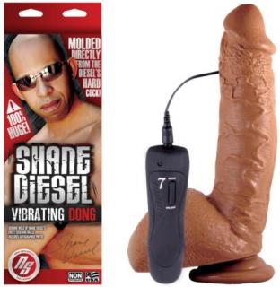 SHANE DIESEL VIBRATING DILDO - Extra élethű vibrátor 25 cm, tapadókorongos