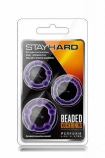 Stay Hard Beaded Cockrings Purple - Péniszgyűrű