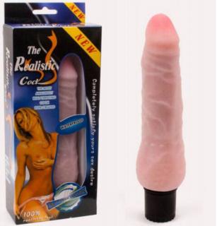 The Realistic Cock Flesh - 18,5 cm élethű vibrátor, szuperélethű bőrtapintású vibrátor