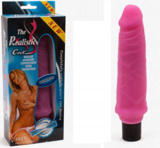 The Realistic Cock Pink - 20 cm élethű vibrátor, szuperélethű bőrtapintású vibrátor