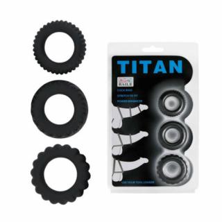 Titan 3 in 1 Silicone Rings Black - Szilikon péniszgyűrű, erekciógyűrű szett 3 db