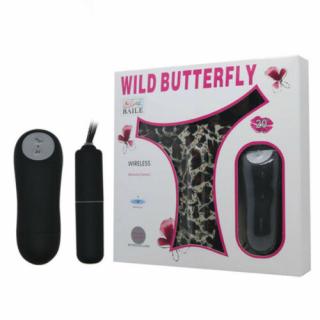Wild Butterfly Panty with Bullet - Távirányítós vibrátor, tojás vibrátor fekete